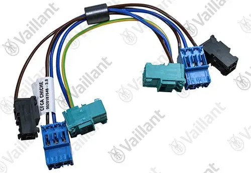 Kabelbaum mit mehreren Anschlüssen in verschiedenen Farben, gefertigt von Vaillant, zur Verwendung in elektrischen Geräten oder Systemen.